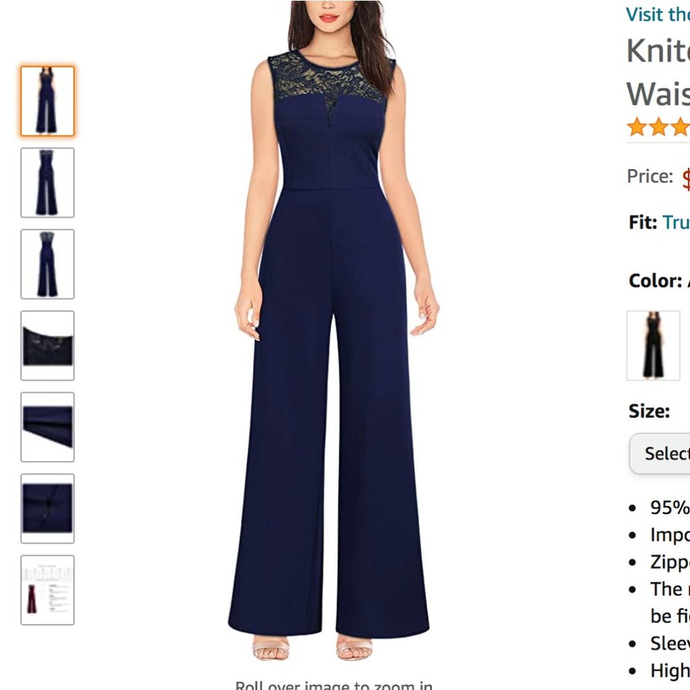 Knitee Navy Blue Sleeveless Lace Romper